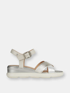 Womens/Ladies Pisa Leather Sandals - Silver/Off White