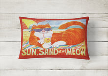 Load image into Gallery viewer, 12 in x 16 in  Outdoor Throw Pillow Orange Tabby at the beach Canvas Fabric Decorative Pillow