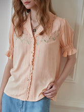 Load image into Gallery viewer, Alicia Floral Embroidery V-Neck Blouse