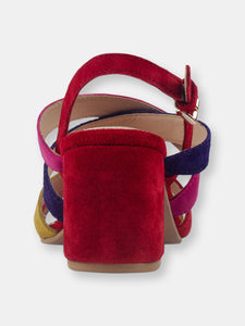 Mon lapin red high block heel leather sandal
