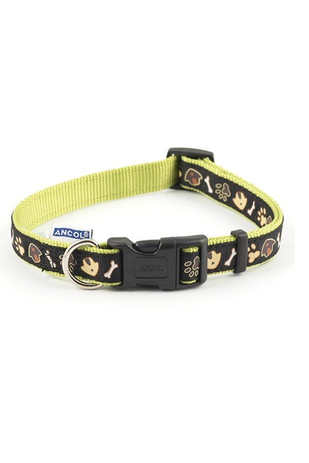 Ancol Nylon Dog & Kennel Collar (Black/Green) (7.8-11.8in)