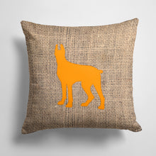 Load image into Gallery viewer, 14 in x 14 in Outdoor Throw PillowGreat Dane Burlap and Orange BB1081 Fabric Decorative Pillow