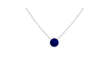 Load image into Gallery viewer, .925 Sterling Silver 2.5mm Lab Grown Cobalt Blue Sapphire Solitaire Bezel Necklace