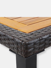 Load image into Gallery viewer, Square Patio Dining Table - Acacia Wood and Faux Wicker