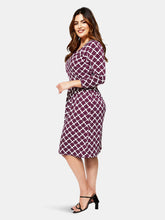 Load image into Gallery viewer, Sweetheart A-Line Wrap Dress in Retro Squares