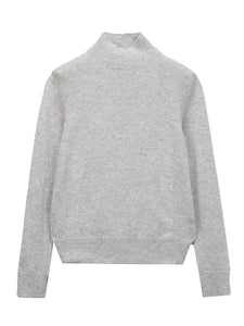 Simple High Neck Sweater - Grey