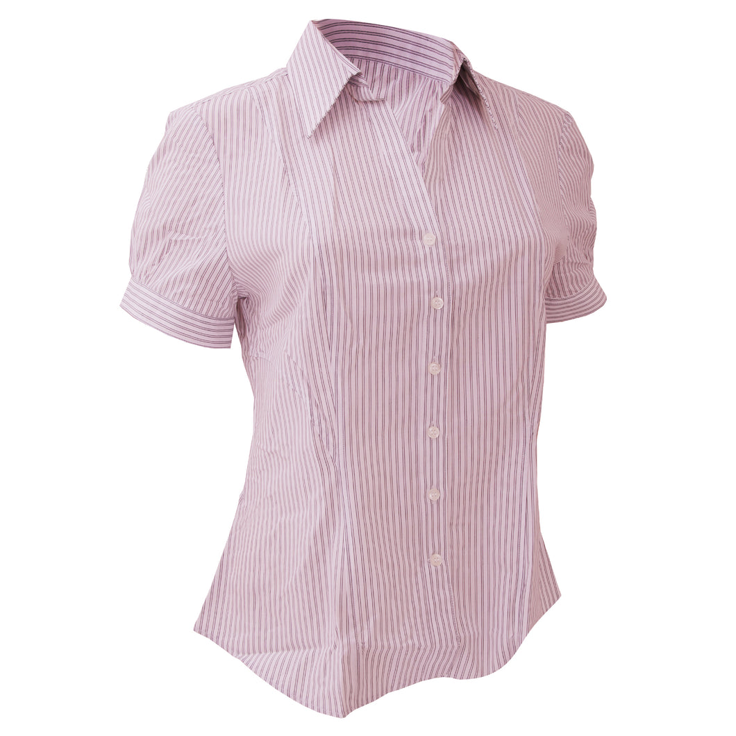 Brook Taverner Ladies/Womens Pescara Short Sleeve Blouse (Pink/Grey Stripe)