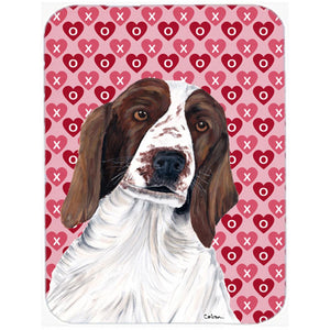 SC9259LCB 12 x 15 in. Welsh Springer Spaniel Hearts Love Valentines Day Glass Cutting Board -  Large