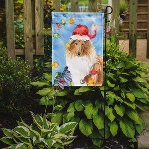11 x 15 1/2 in. Polyester Christmas Lights Collie Garden Flag 2-Sided 2-Ply