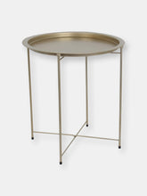 Load image into Gallery viewer, Foldable Round Multi-Purpose Side Accent Metal Table, Brushed Gold