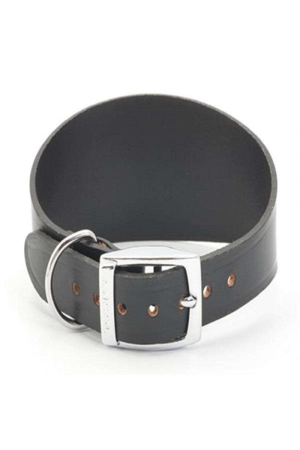 Ancol Greyhound Leather Dog Collar (Black) (19in)