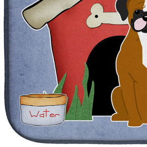 14 in x 21 in Dog House Collection Flashy Fawn Boxer Dish Drying Mat