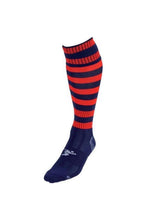 Load image into Gallery viewer, Precision Childrens/Kids Pro Hooped Football Socks (Navy/Red)