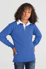 Load image into Gallery viewer, Kids Big Boys Long Sleeve Plain Rugby Sports Polo Shirt - Royal