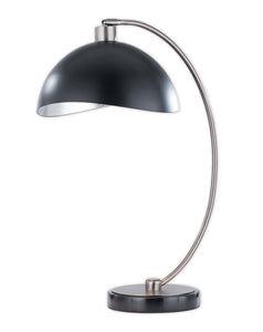 Nova of California Luna Bella 24" Table Lamp in Antique Nickel with Hand Applied Silver-Leafed Shade with Dimmer Switch