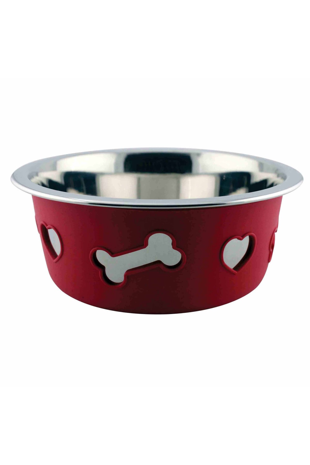 Weatherbeeta Non-slip Stainless Steel Bone Dog Bowl (Raspberry) (8.3in)