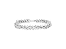 Load image into Gallery viewer, .925 Sterling Silver 1/4 Cttw Round-Cut Diamond Double Row Wrapped S-Link Bracelet