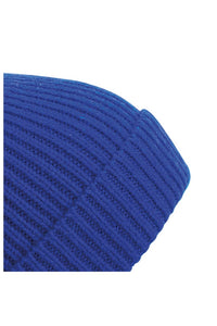 Unisex Engineered Knit Ribbed Pom Pom Beanie - Bright Royal