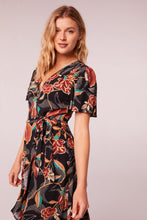 Load image into Gallery viewer, Lamia Black Floral Wrap Maxi Dress