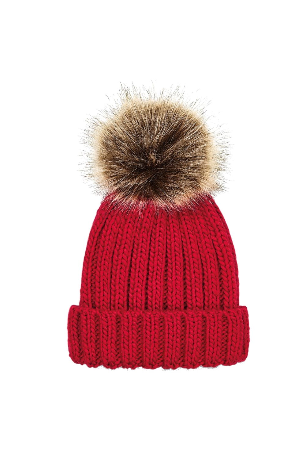 Beechfield® Childrens/Kids Pom Pom Chunky Beanie (Classic Red)