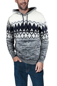 Color Block Pattern Hooded Sweater