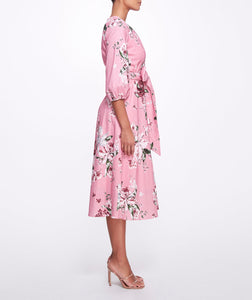 A-line Midi Dress With Balloon Sleeves - Blush