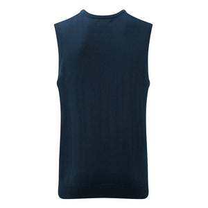 Russell Collection Mens V-Neck Sleevless Knitted Pullover Top / Jumper (French Navy)
