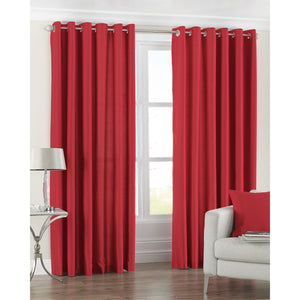 Riva Home Fiji Faux Silk Ringtop Curtains (Red) (46 x 54 inch)