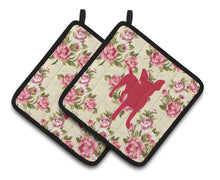 Load image into Gallery viewer, Chihuahua Shabby Chic Yellow Roses  Pair of Pot Holders