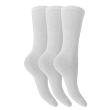 Load image into Gallery viewer, Childrens Boys Cotton Rich Knee High Socks With Elastane (Pack Of 3) (White)