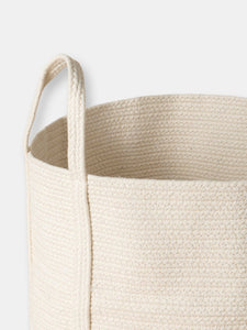 Dolder Yellow and White Cotton Rope Laundry Basket