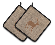 Load image into Gallery viewer, Deer Burlap and Brown BB1121 Pair of Pot Holders