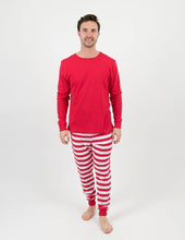 Load image into Gallery viewer, Mens Red &amp; White Stripes Pajamas