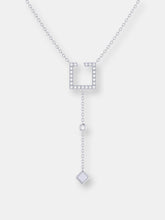 Load image into Gallery viewer, Street Light Open Square Bolo Adjustable Diamond Lariat Necklace in Sterling Silver
