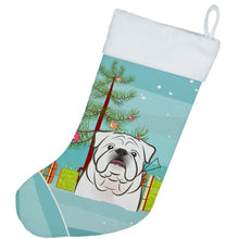 Load image into Gallery viewer, Christmas Tree and White English Bulldog Christmas Stocking