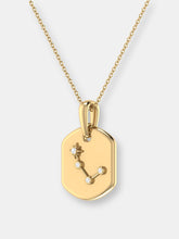 Load image into Gallery viewer, Aries Ram Diamond Constellation Tag Pendant Necklace In 14K Yellow Gold Vermeil On Sterling Silver
