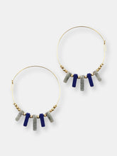 Load image into Gallery viewer, Gold Semi Precious Stone Blue Sodalite Wire Hoop Earring
