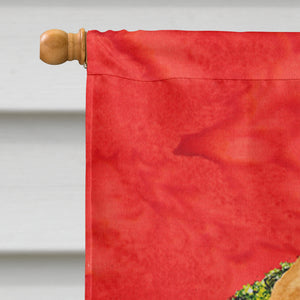 28 x 40 in. Polyester Golden Retriever Cristmas Wreath Flag Canvas House Size 2-Sided Heavyweight