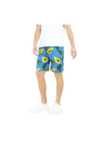 Brave Soul Mens Avocado Print Summer Shorts (Blue/Avocado)