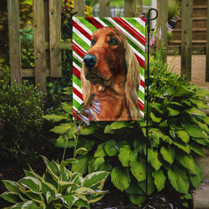11 x 15 1/2 in. Polyester Irish Setter Candy Cane Holiday Christmas Garden Flag 2-Sided 2-Ply