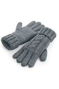Unisex Cable Knit Melange Gloves - Light Gray