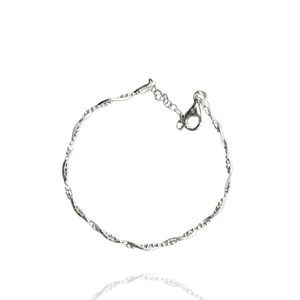 Bead Chain Twisted Sterling Silver Bracelet