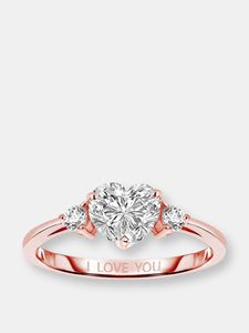 Sterling Sivlver Rose Gold Plated Cubic Zirconia "I Love You" Promise Ring