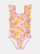 Load image into Gallery viewer, Girls Pink Grapefruit Ruffle Swimsuit