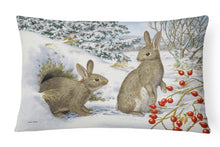 Load image into Gallery viewer, 12 in x 16 in  Outdoor Throw Pillow Winter Rabbits Canvas Fabric Decorative Pillow