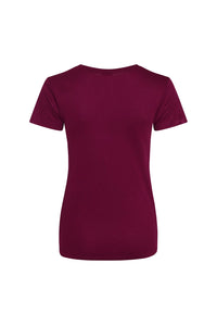 Just Cool Womens/Ladies Sports Plain T-Shirt - Burgundy