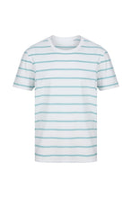 Load image into Gallery viewer, Front Row Mens Striped T-Shirt (White/Duck Egg Blue)
