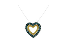 Load image into Gallery viewer, 14K Yellow Gold Plated .925 Sterling Silver 1/2 cttw Color Treated Diamond Heart Pendant Necklace