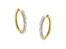 Load image into Gallery viewer, Yellow Gold Plated Sterling Silver Diamond Hoop Earrings