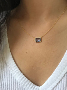 Atiena - Lab Created Rectangle Gemstone Necklace